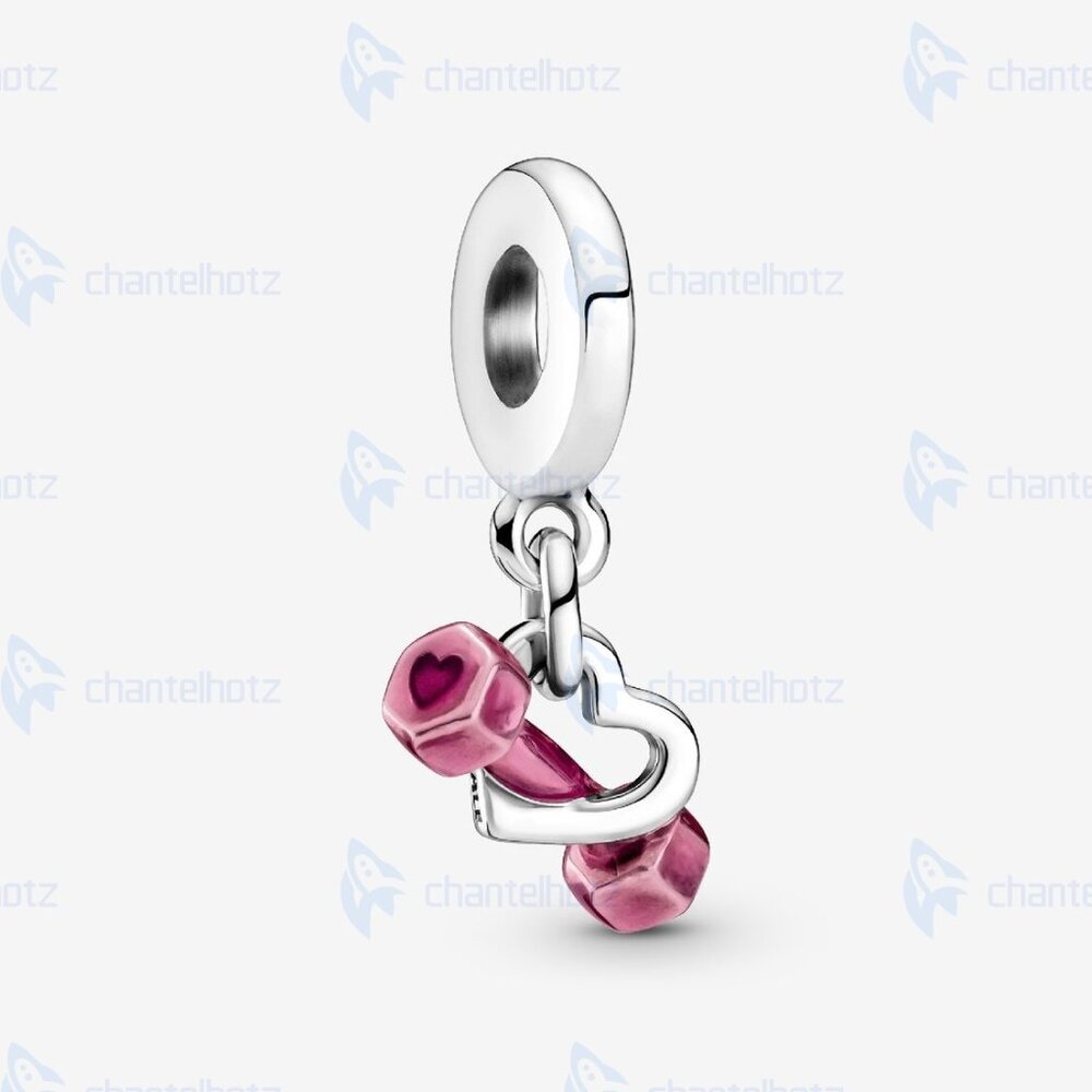 Pandora Dumbbell & Heart Dangle Charm